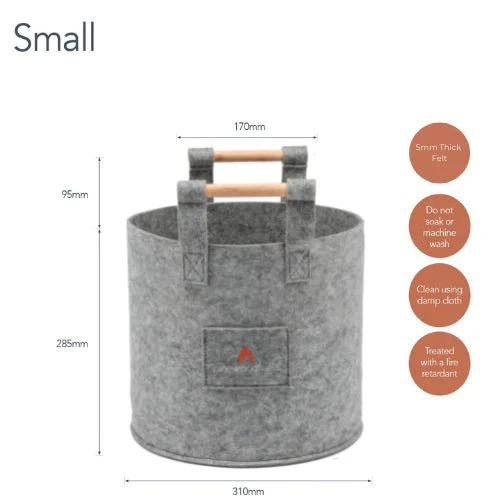 Pinewoodfuels Felt Storage Basket with Ash Wood Handles - Light Grey (Various Sizes) - Image 4