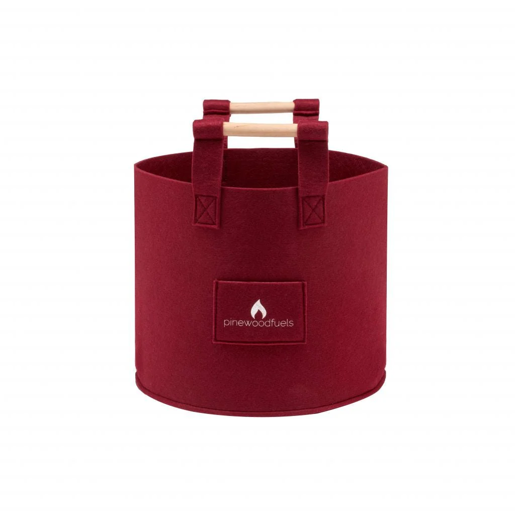 Pinewoodfuels Natural Felt Storage Baskets with Ash Wood Handles - Red (Set of 3) - Image 6
