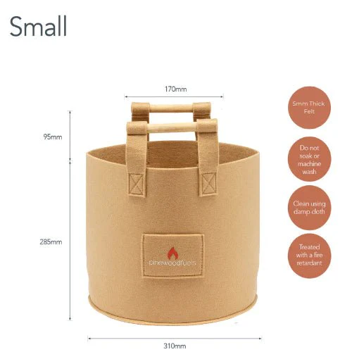 Pinewoodfuels Natural Felt Storage Basket with Ash Wood Handles - Beige (Various Sizes) - Image 2