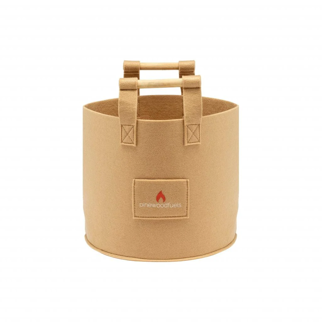 Pinewoodfuels Natural Felt Storage Baskets with Ash Wood Handles - Beige Camel (Set of 3) - Image 6