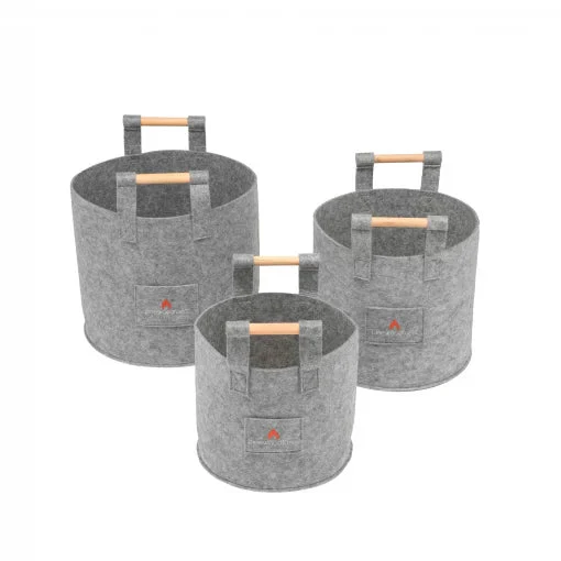 Pinewoodfuels Felt Storage Baskets with Ash Wood Handles - Set of 3 (Various Colours) - Image 13