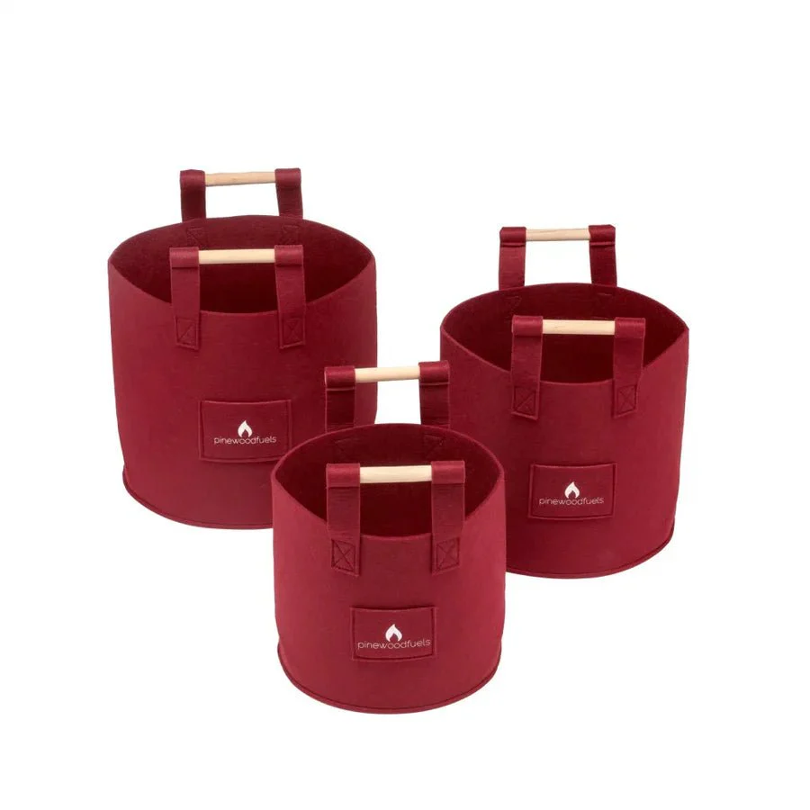 Pinewoodfuels Felt Storage Baskets with Ash Wood Handles - Set of 3 (Various Colours) - Image 3