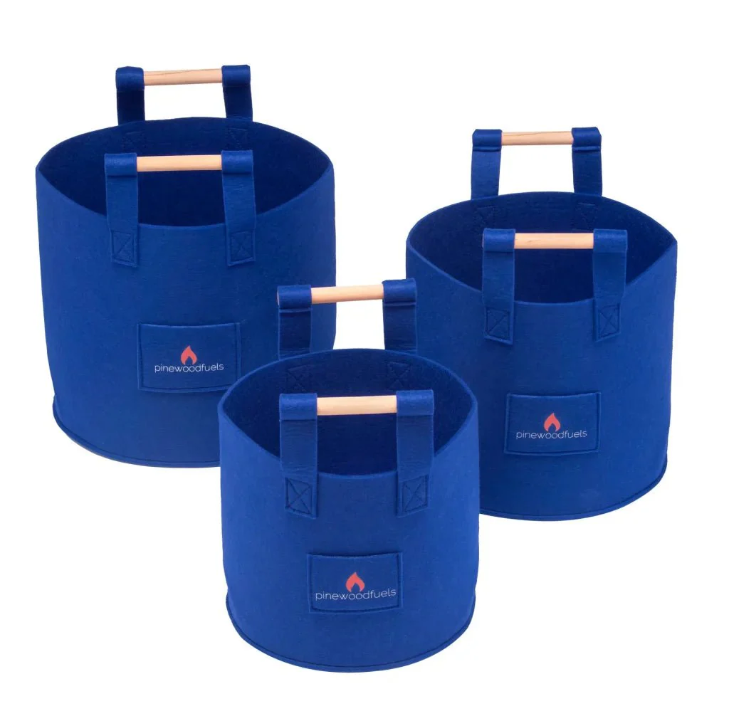 Pinewoodfuels Felt Storage Baskets with Ash Wood Handles - Set of 3 (Various Colours) - Image 4