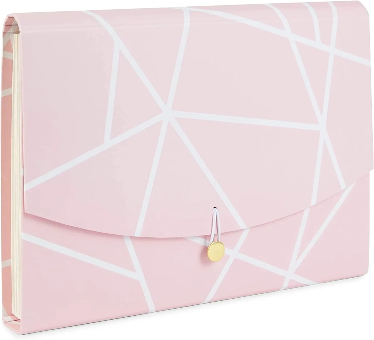 Pink Geometric Patterned Document Organiser Folder 10 pockets