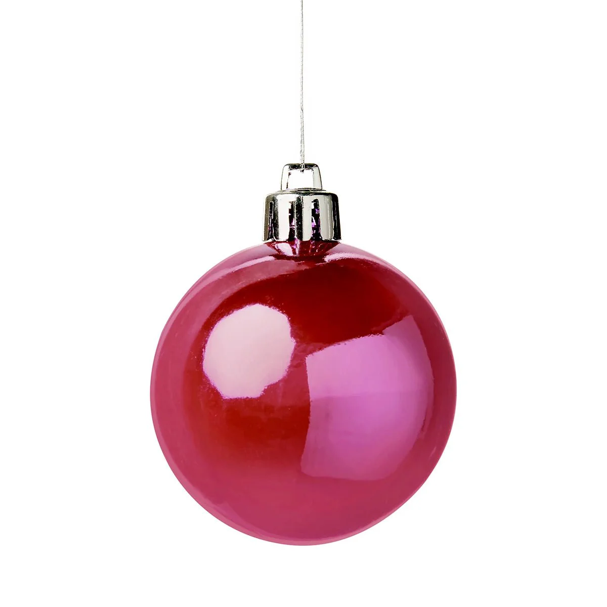 Pink Plastic Round Christmas Baubles - Set of 8 - Image 2