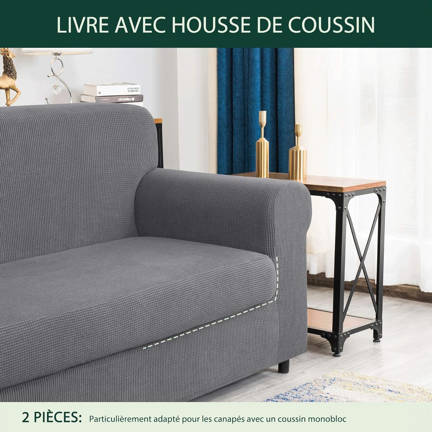 Plain Elastic Sofa Cover Chair - Bright Grey - Image 5