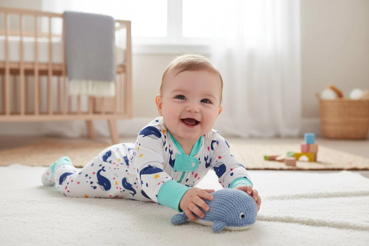 Playful Whales Baby Zip Sleepsuit (Various Sizes) - Image 2