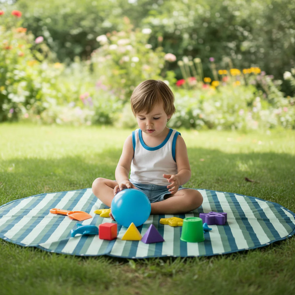 Play&Go Outdoor Storage Bag & play mat with Green Stripes Pattern - Image 2