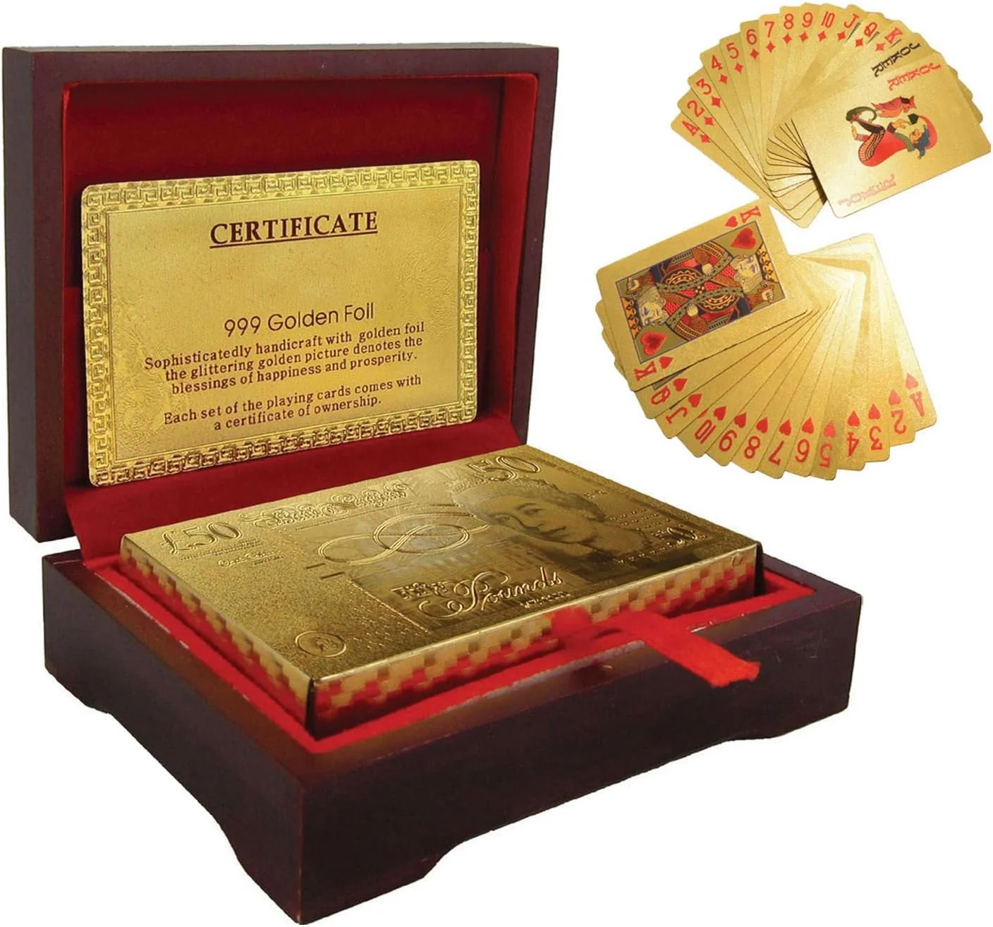 Poker Playing Cards in 999.9 Gold Foil Dollars - 52 Cards + 2 Jokers - Image 3