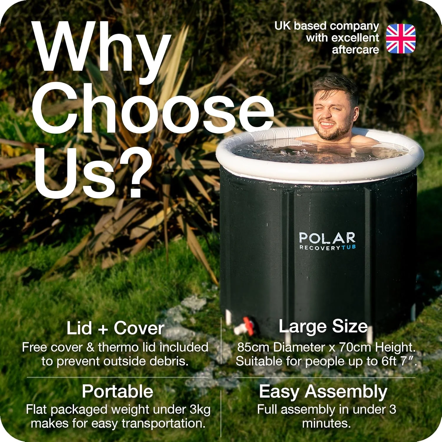 Polar Large Ice Bath Recovery Tub Black - 370 litre (NO LID) - Image 6