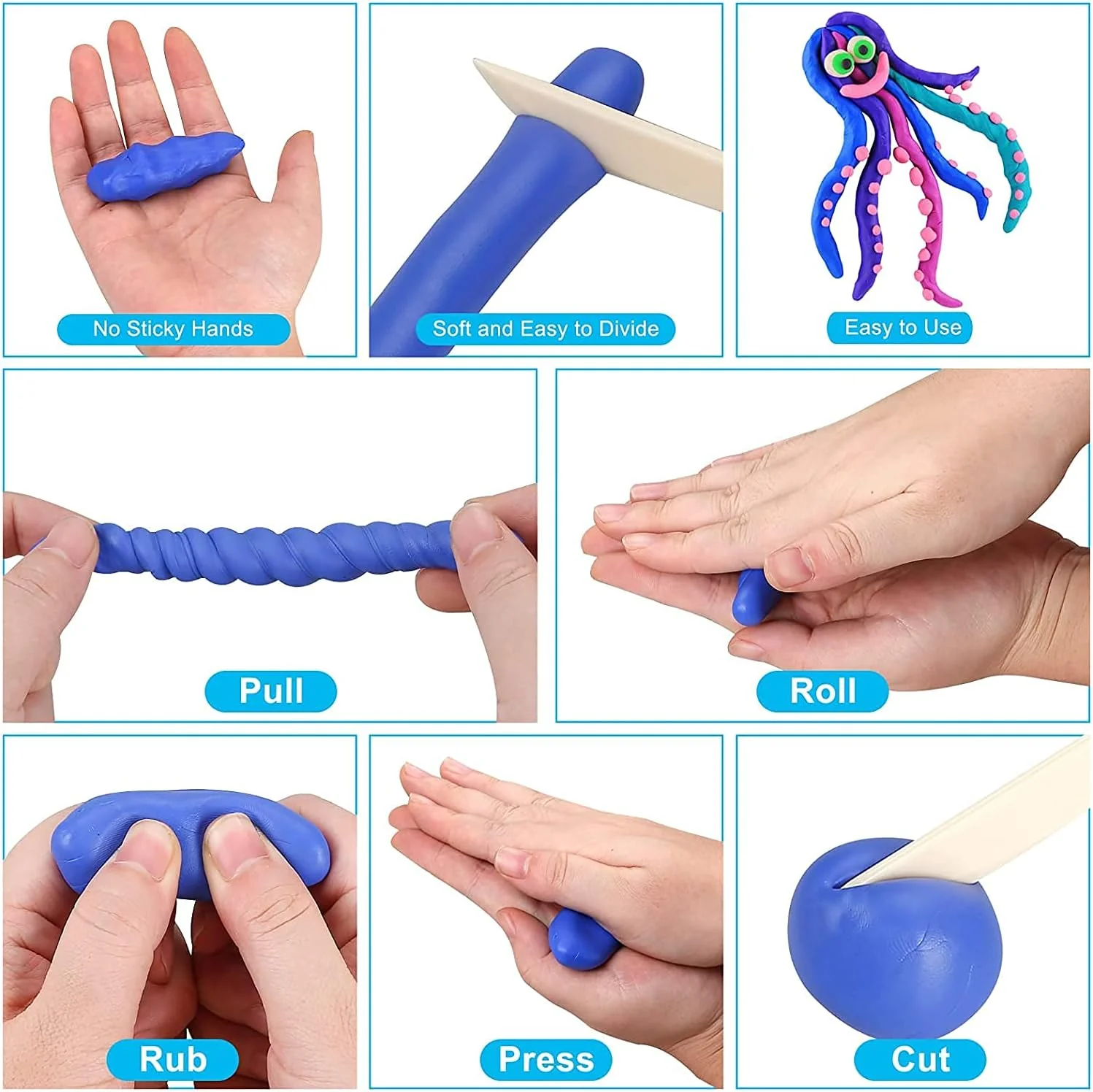 Polymer Clay Set 24 Colours Nontoxic Oven Bake Clay with Plastic Tools and Accessories - Image 4