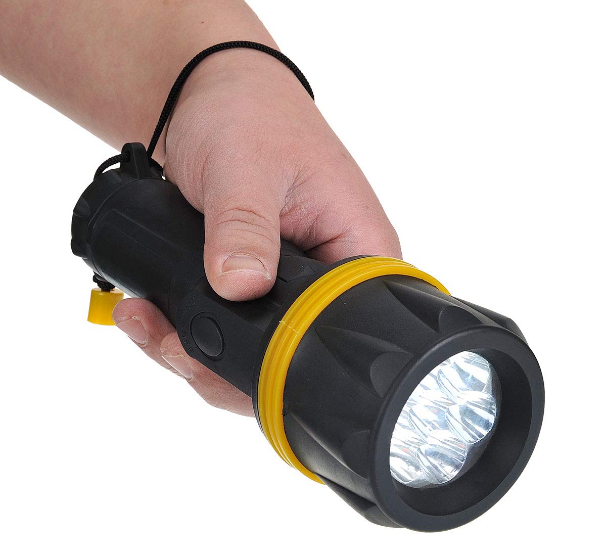 Portwest PA60 7 LED Rubber Battery Powered Safety Flashlight (Yellow/Black)