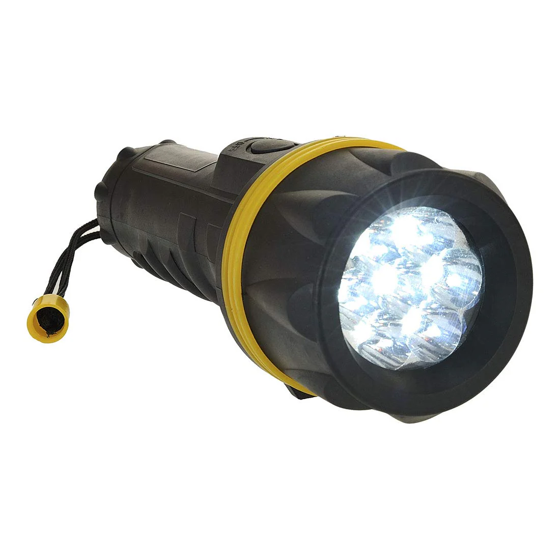 Portwest PA60 7 LED Rubber Battery Powered Safety Flashlight (Yellow/Black) - Image 2