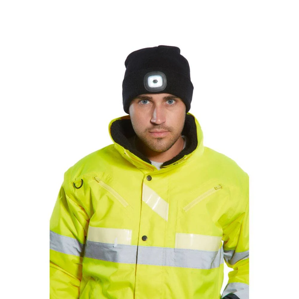Portwest Rechargeable Twin LED Beanie - Black (One Size) - Image 3