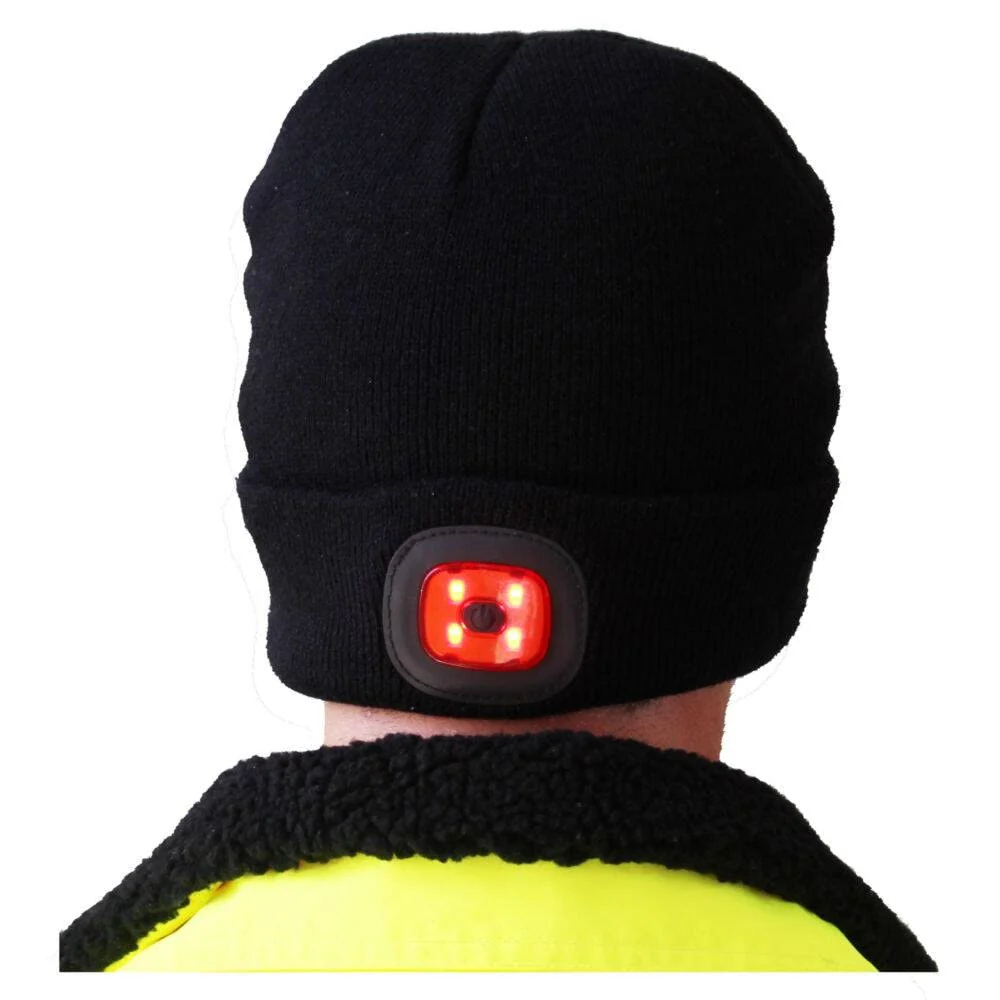 Portwest Rechargeable Twin LED Beanie - Black (One Size) - Image 4