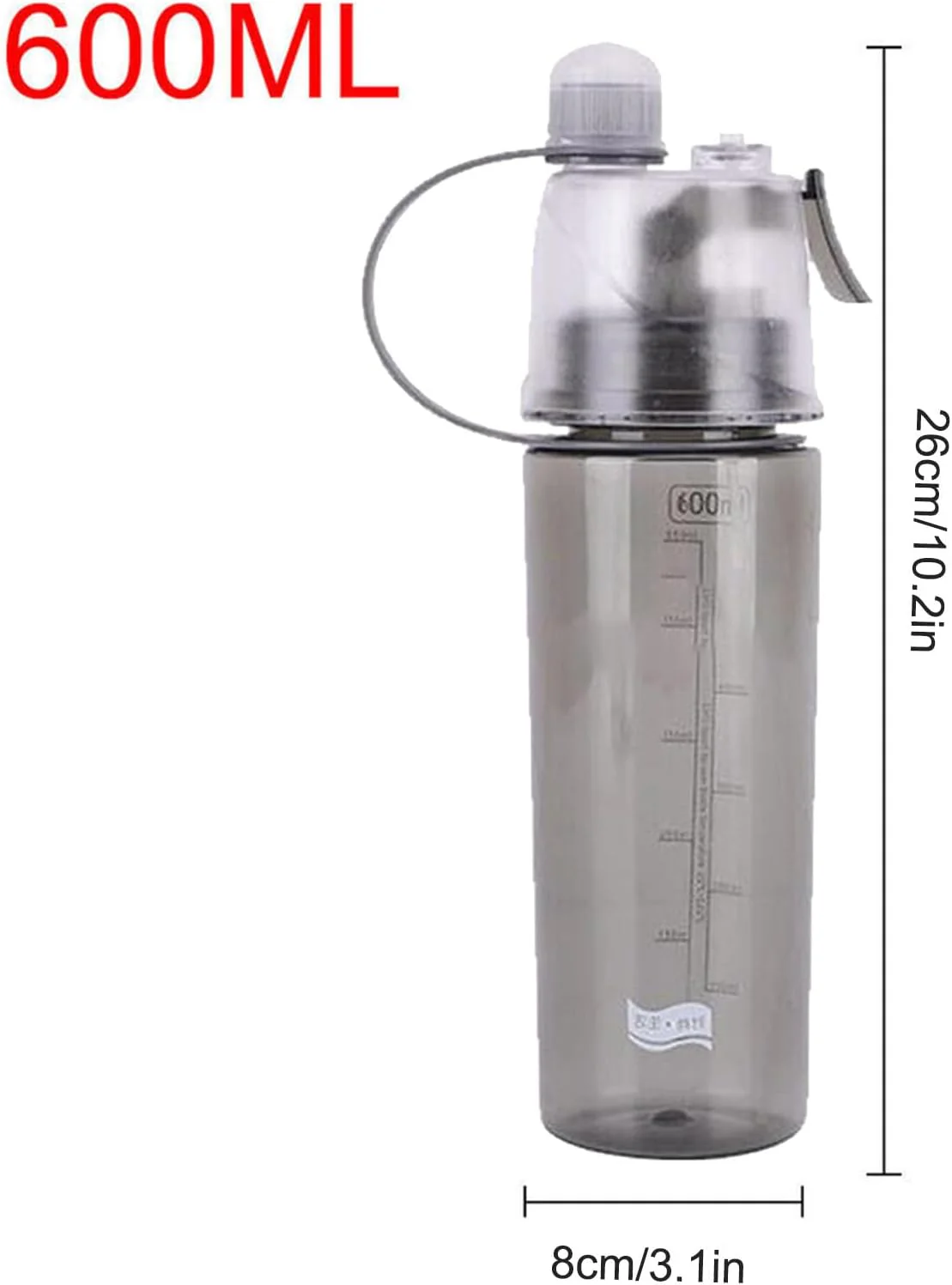 Powerfull BPA-Free 2-in-1 Sports Spray Water Bottle - Black - Image 3