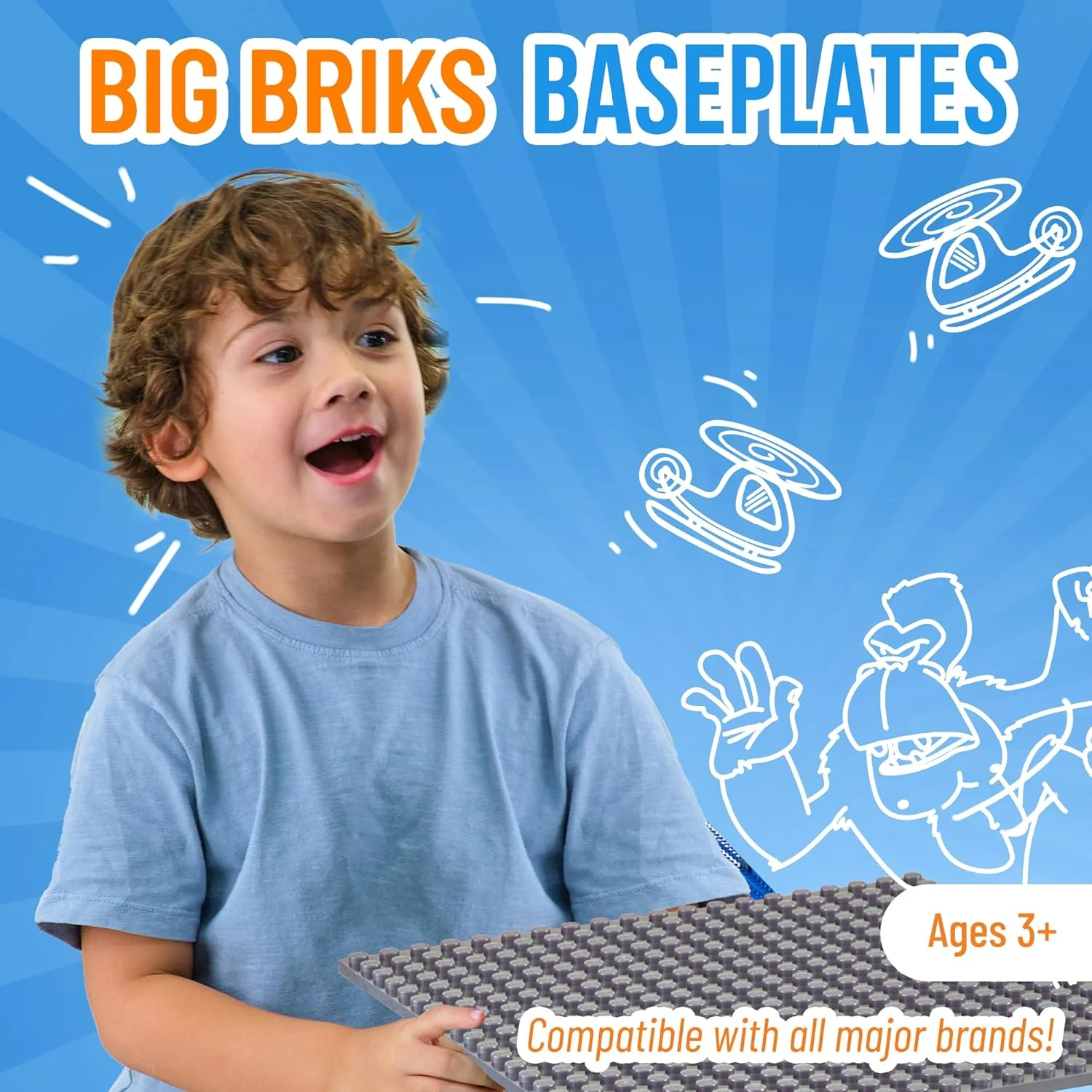 Strictly Briks Premium Stackable Base Plate - 16.25" x 13.75" - Grey - Image 2