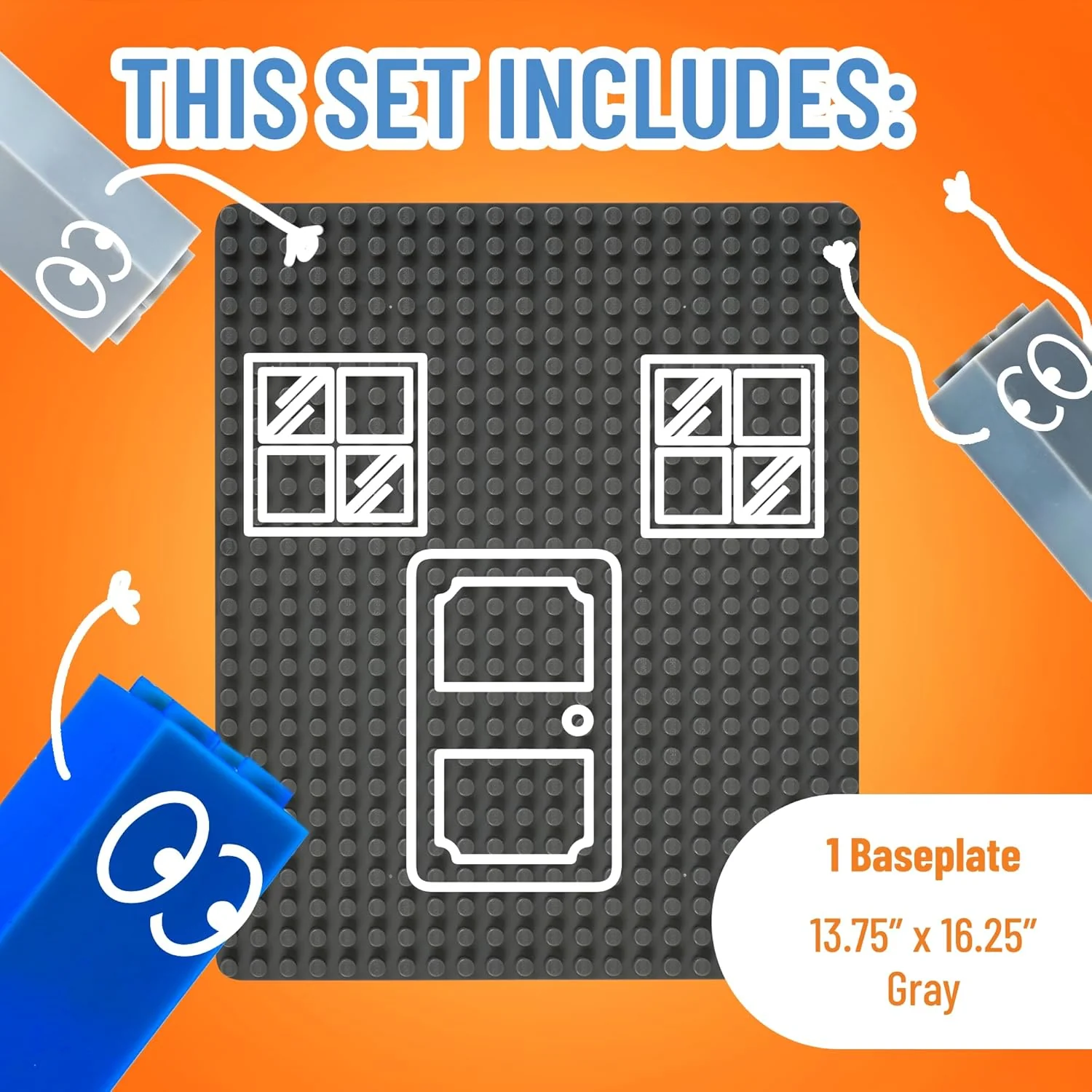 Strictly Briks Premium Stackable Base Plate - 16.25" x 13.75" - Grey - Image 3