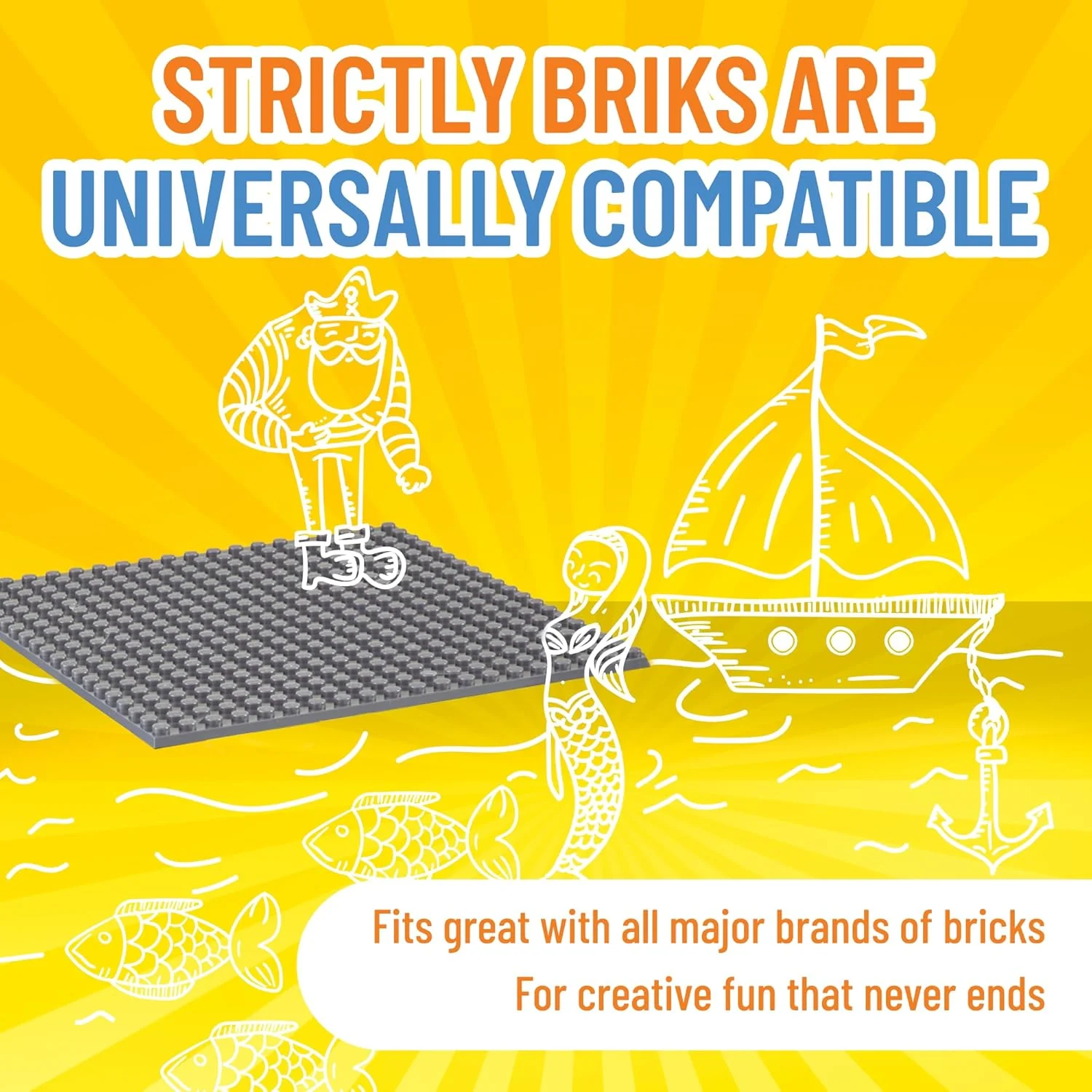 Strictly Briks Premium Stackable Base Plate - 16.25" x 13.75" - Grey - Image 4