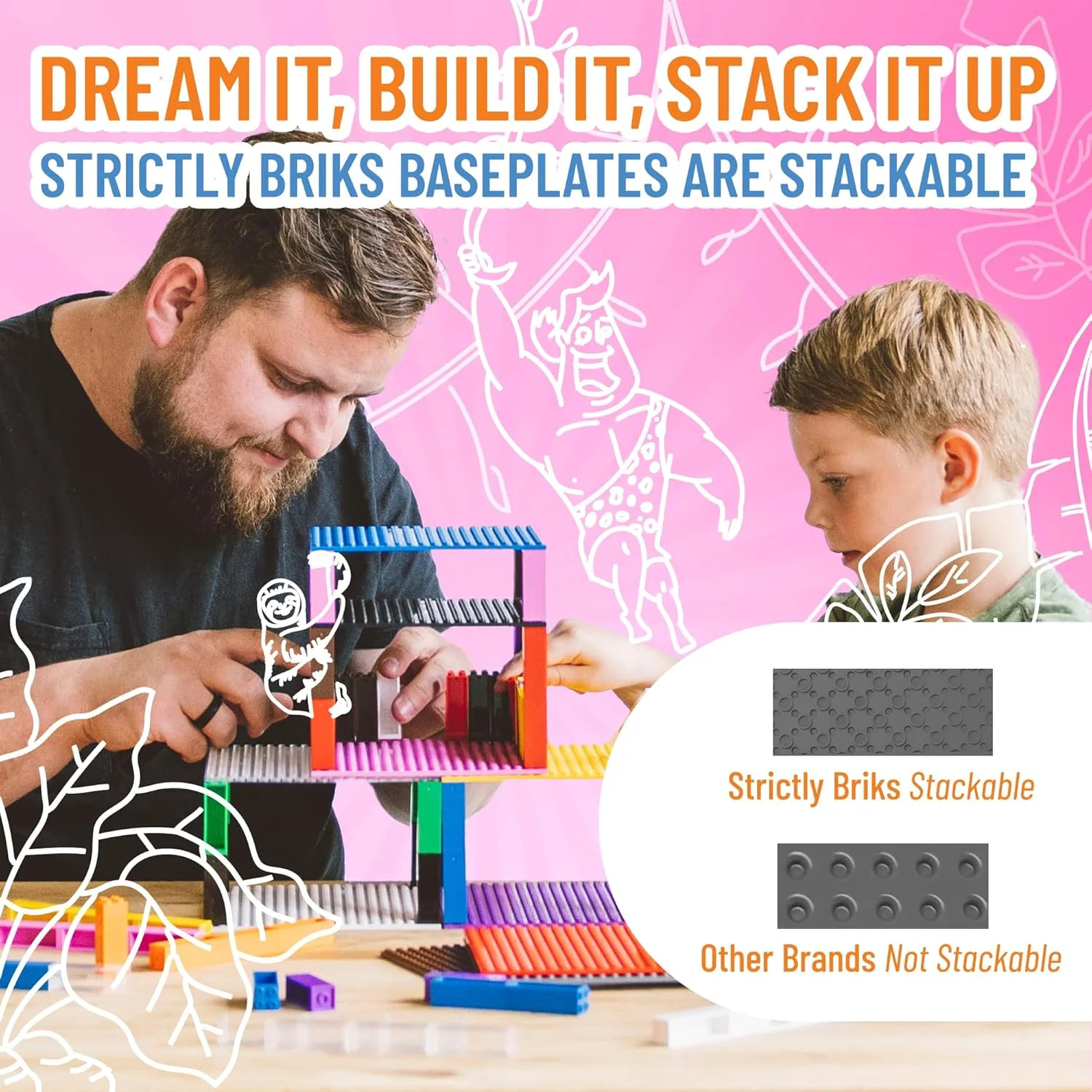 Strictly Briks Premium Stackable Base Plate - 16.25" x 13.75" - Grey - Image 6