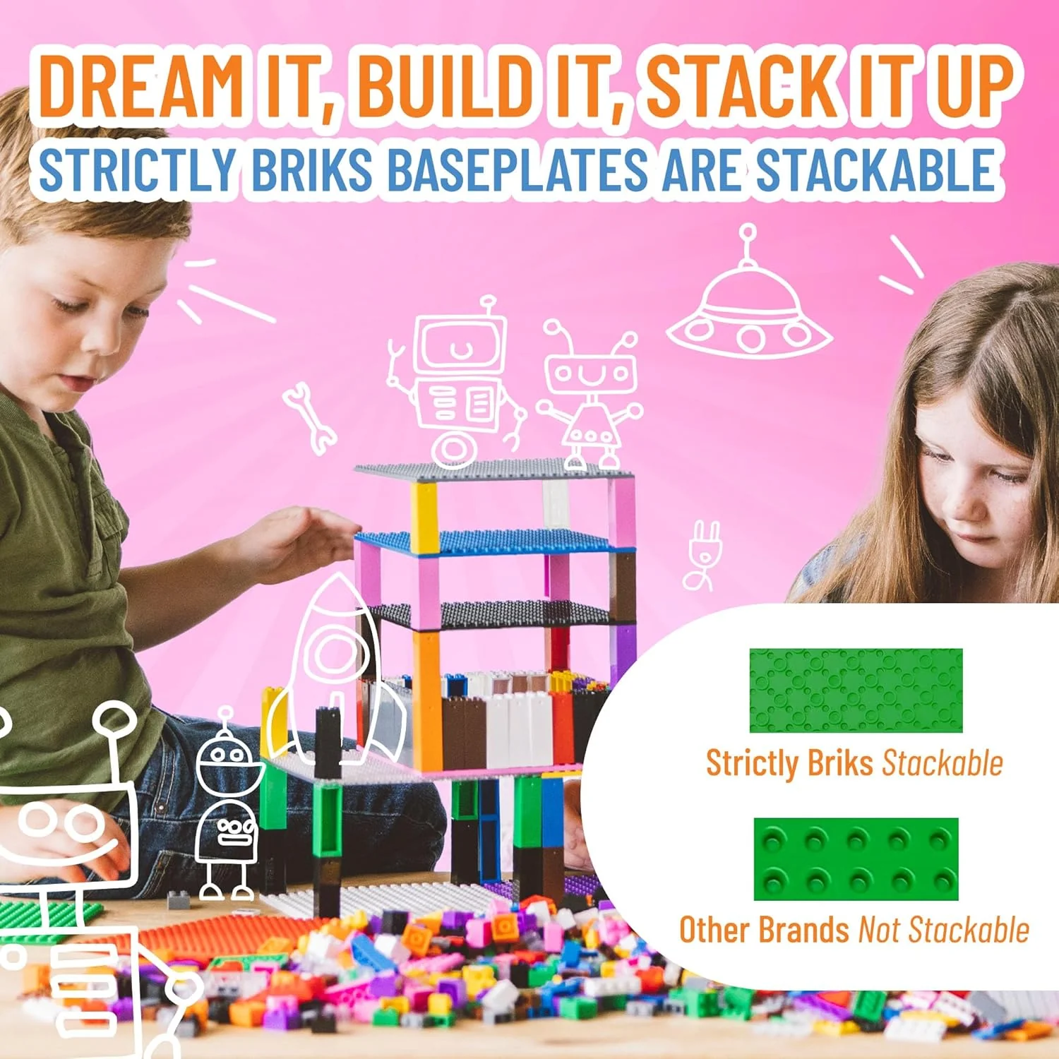 Strictly Briks Stackable Base Plate Tower - 4 Pack 25x25 cm - Image 7