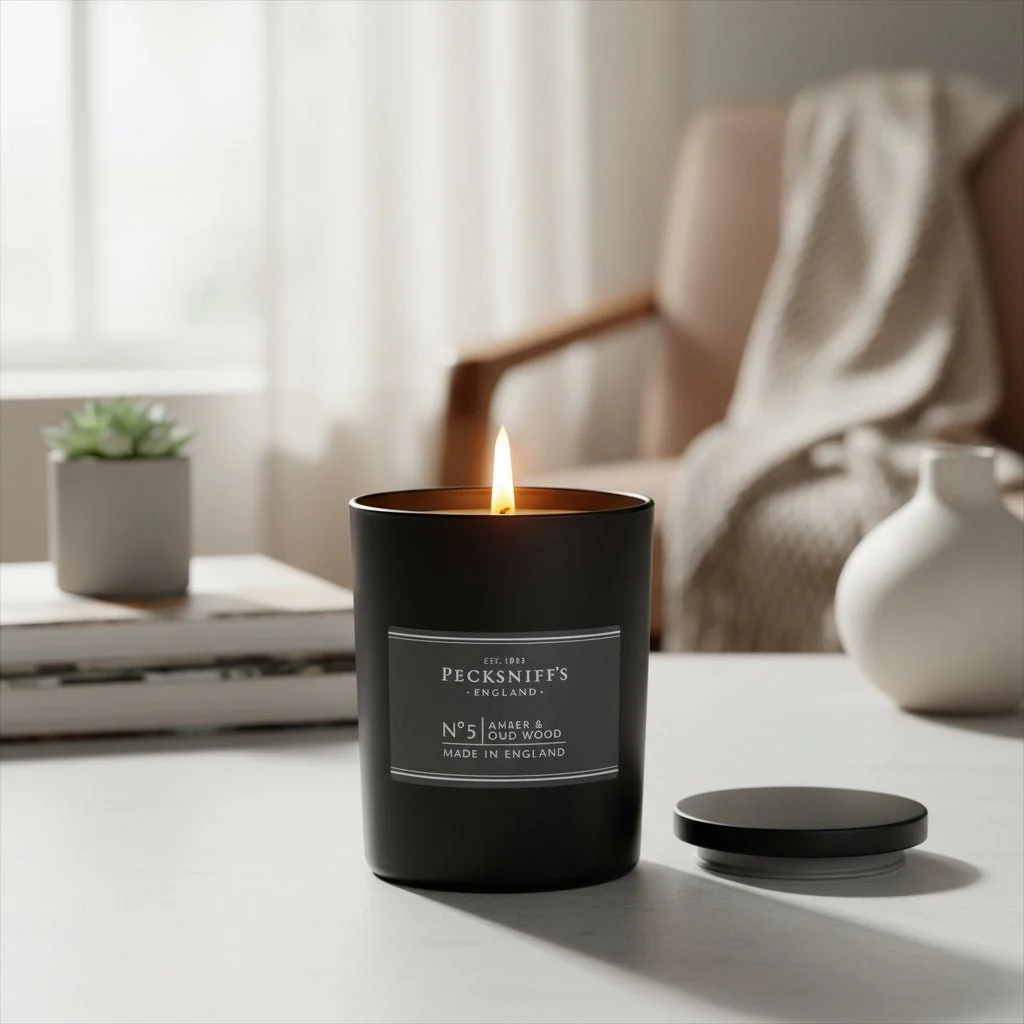 Pecksniff's Amber & Oud Wood Scented Candle No.5 - 198g - Image 2