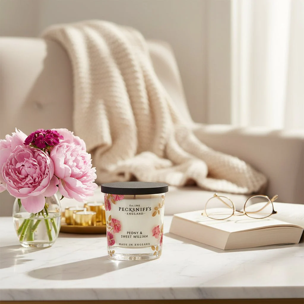 Pecksniff's Peony & Sweet William Scented Candle - 198g - Image 2