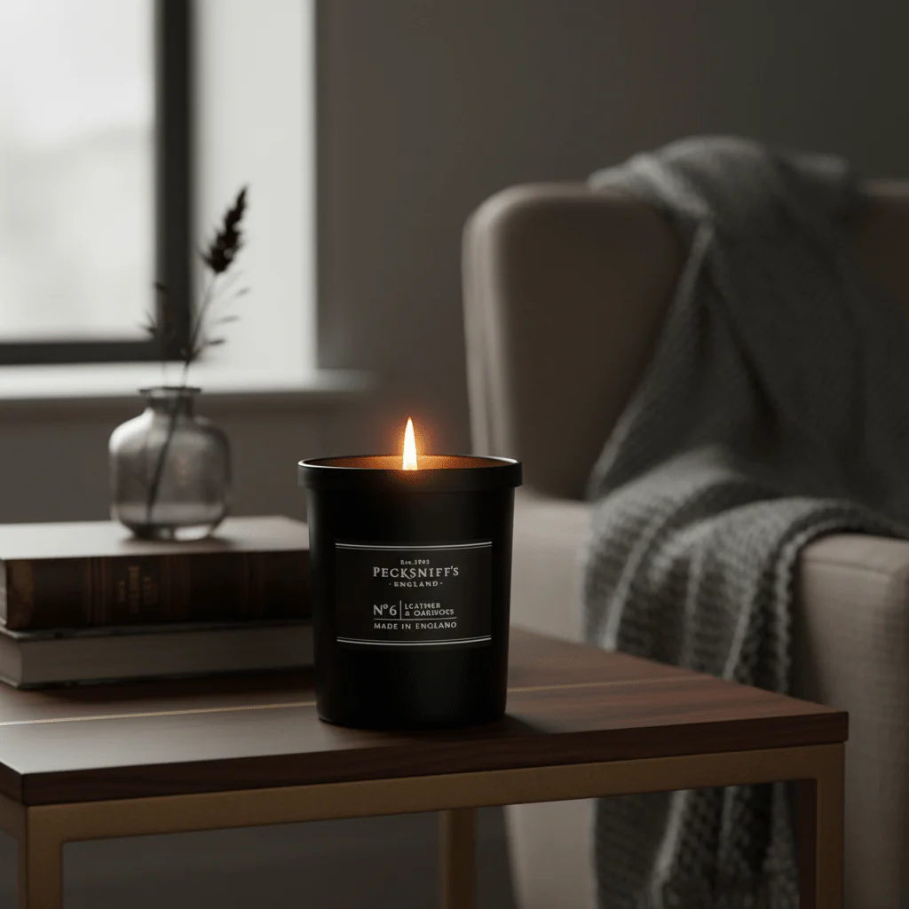 Pecksniff's Leather & Oakmoss Scented Candle No.6 184g - Image 2