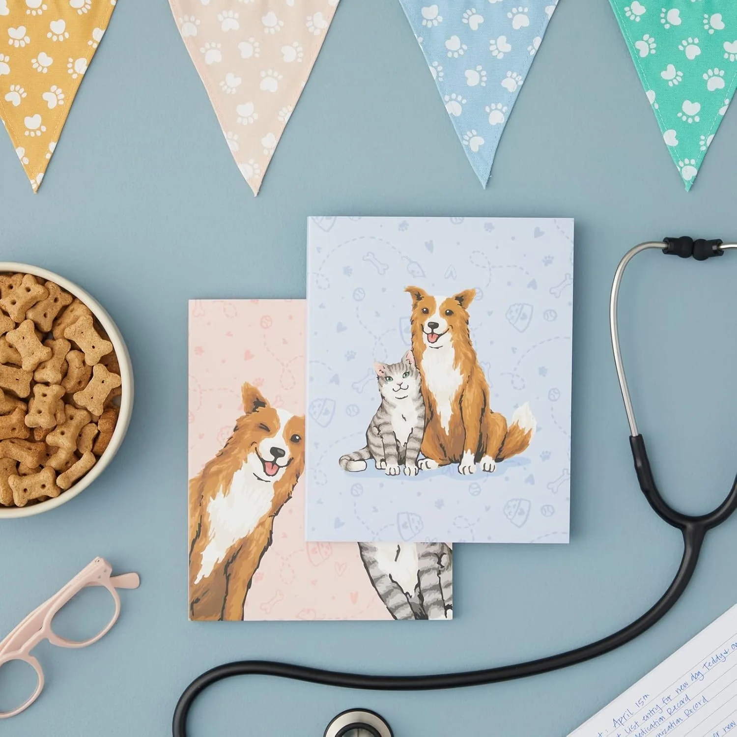 4 Pack Cat & Dog Veterinarian Journal - Lined Pink/Blue - Image 2