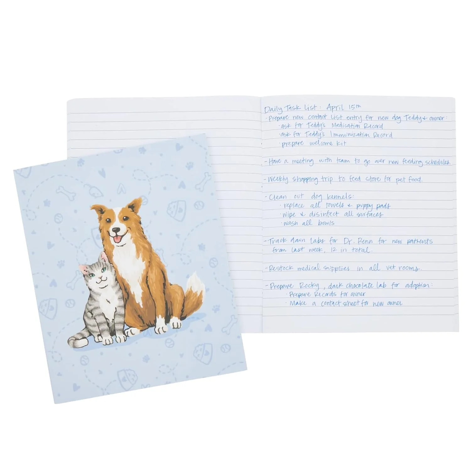 4 Pack Cat & Dog Veterinarian Journal - Lined Pink/Blue - Image 4