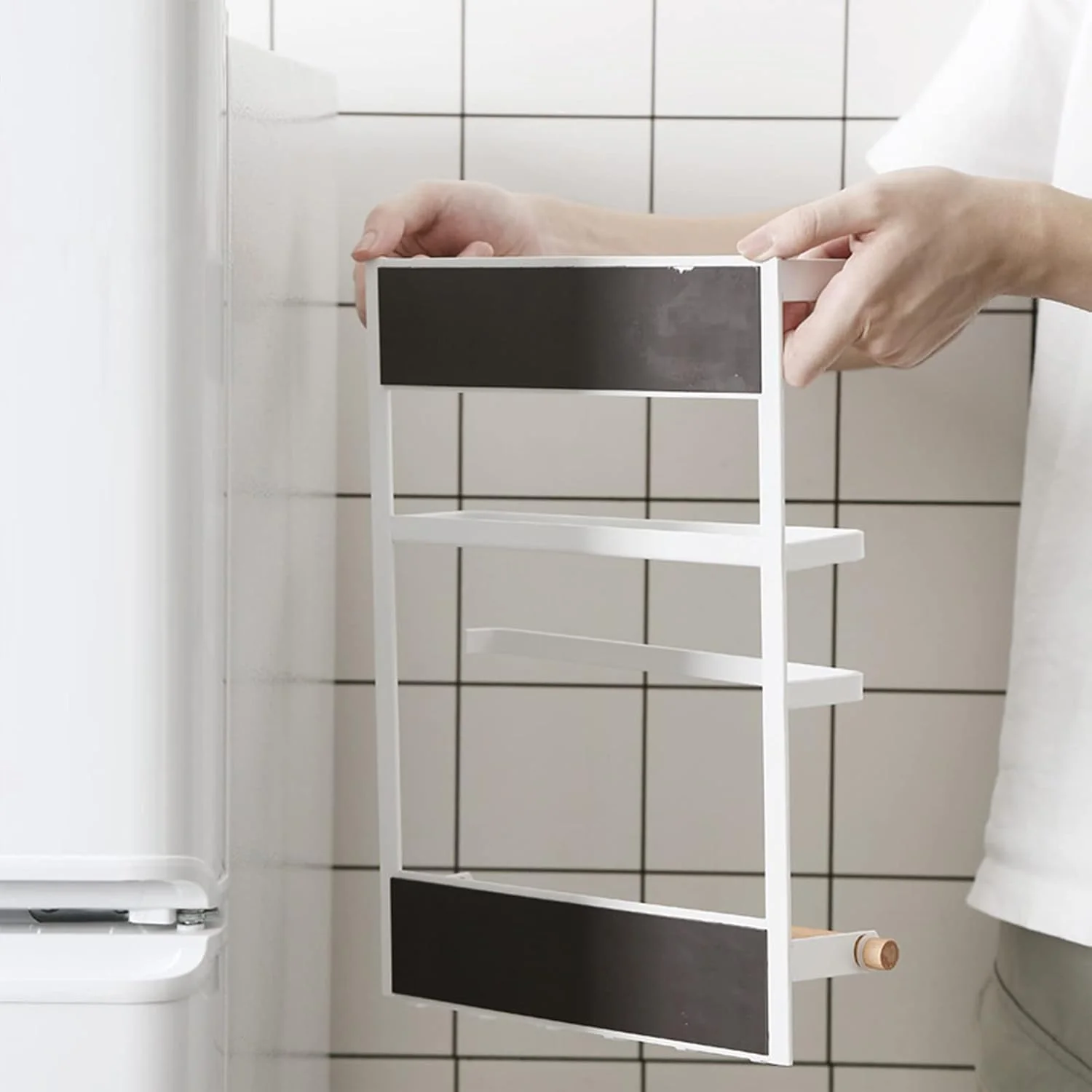 Magnetic Spice Rack with Paper Towel Holder - White - Image 4