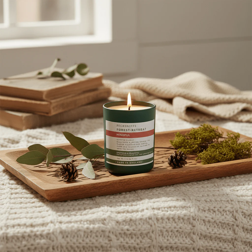 Pecksniffs Forest Retreat Mindful Scented Candle with Wooden Lid 100g - Image 2