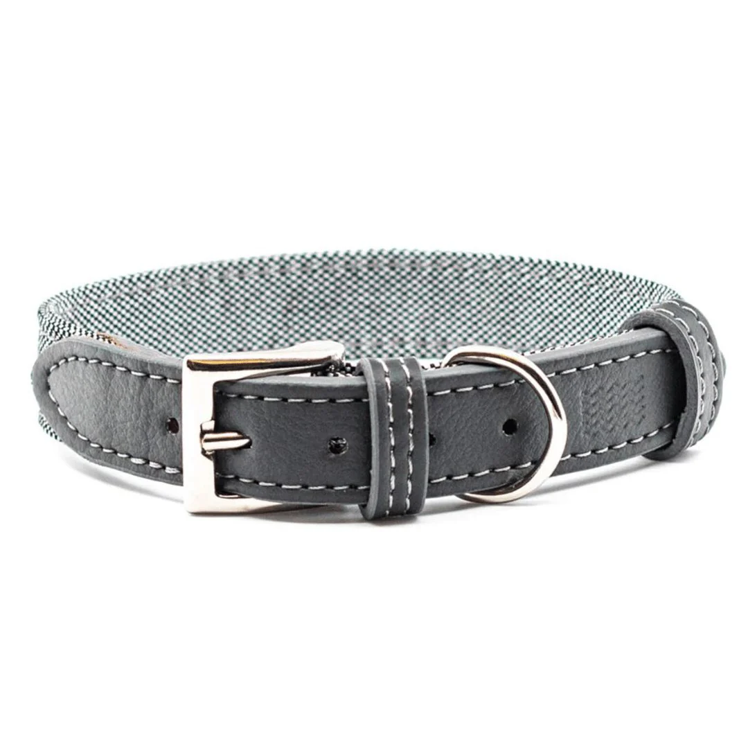 Project Blu Madison Grey  Leather Nylon Dog Collar - Image 2