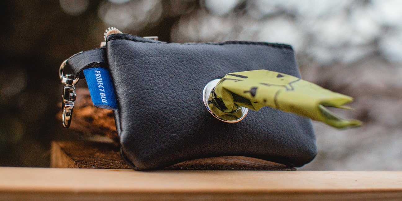 Project Blu Miho Black Leather Dog Poop Bag Holder - Image 2