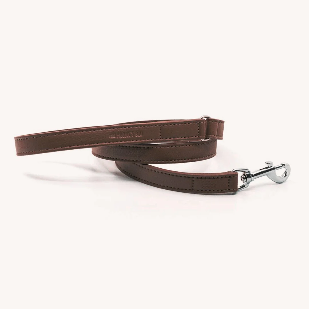 Project Blue Lucca Dark Brown Leather Dog Leash 110cm x 2cm