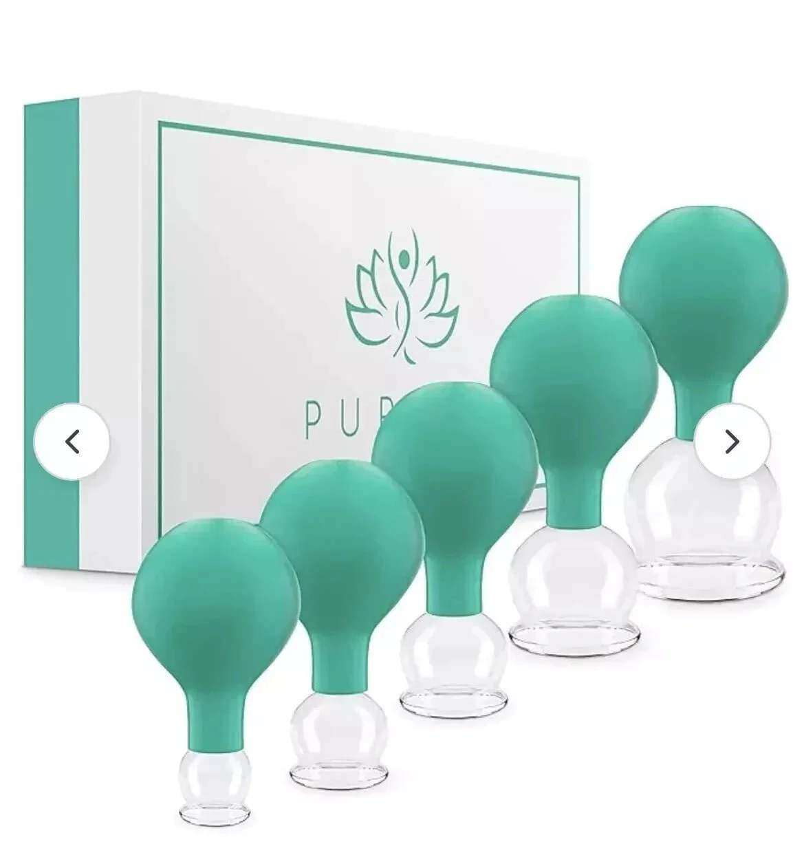 PURAVA Cupping Therapy Set with Suction Balls - Green (Set of 5)