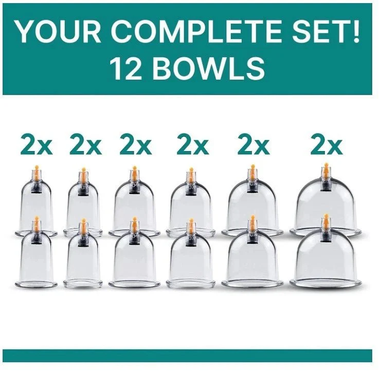 Purava Premium 12pc Cupping Therapy Set With Vacuum Pump - Image 4