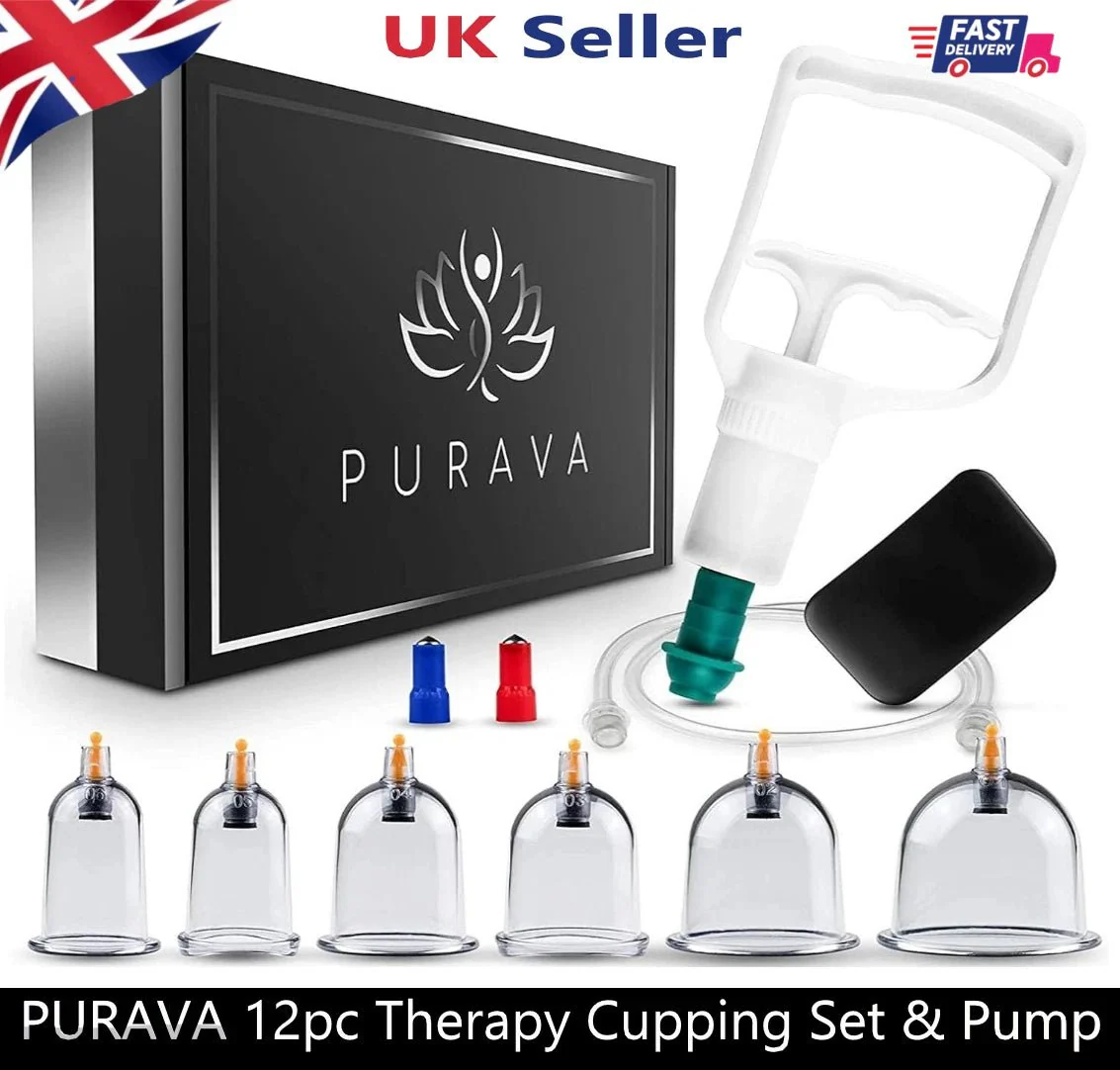 Purava Premium 12pc Cupping Therapy Set With Vacuum Pump - Image 5