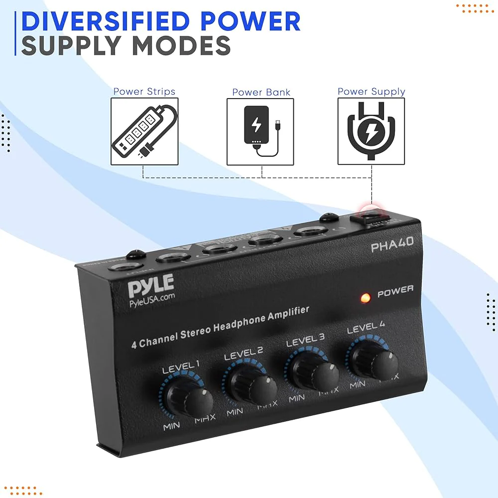 Pyle 4-Channel Portable Stereo Headphone Amplifier PHA40 - Image 4