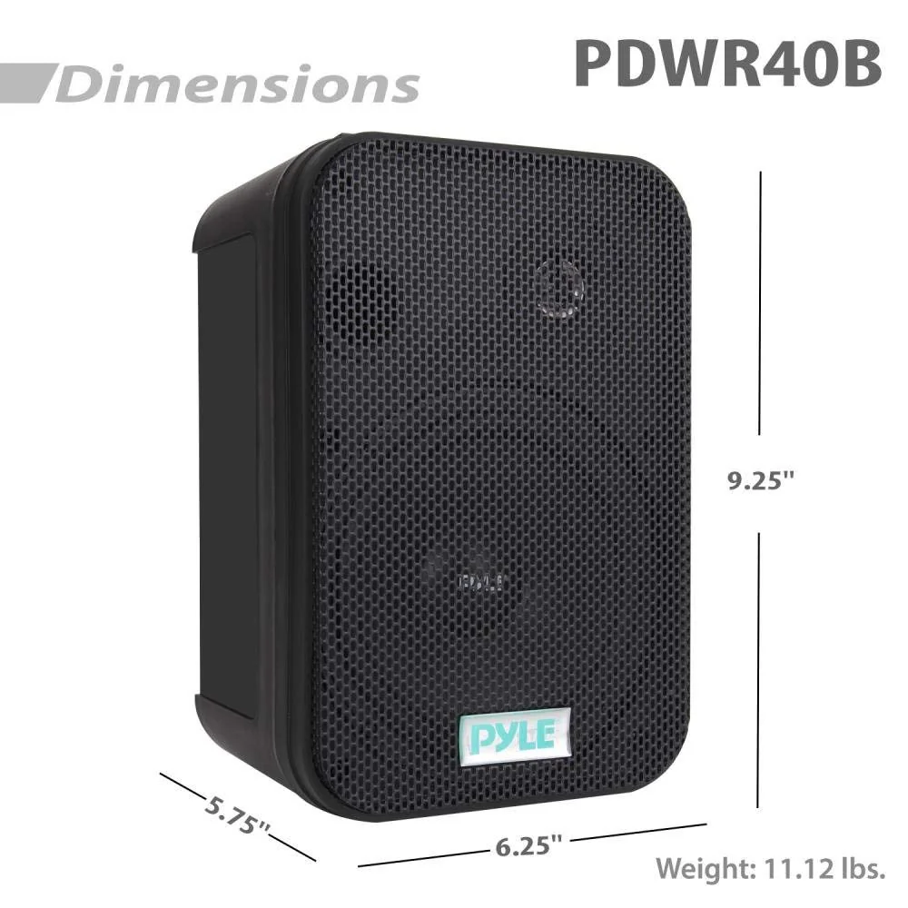 PYLE Dual Waterproof 400W Outdoor Speaker System - 5.25'' Black PDWR40B - Image 4