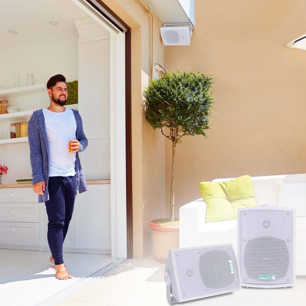 Pyle Dual Waterproof Outdoor Speaker System - 5.25" White x 2 PDWR53 - Image 4