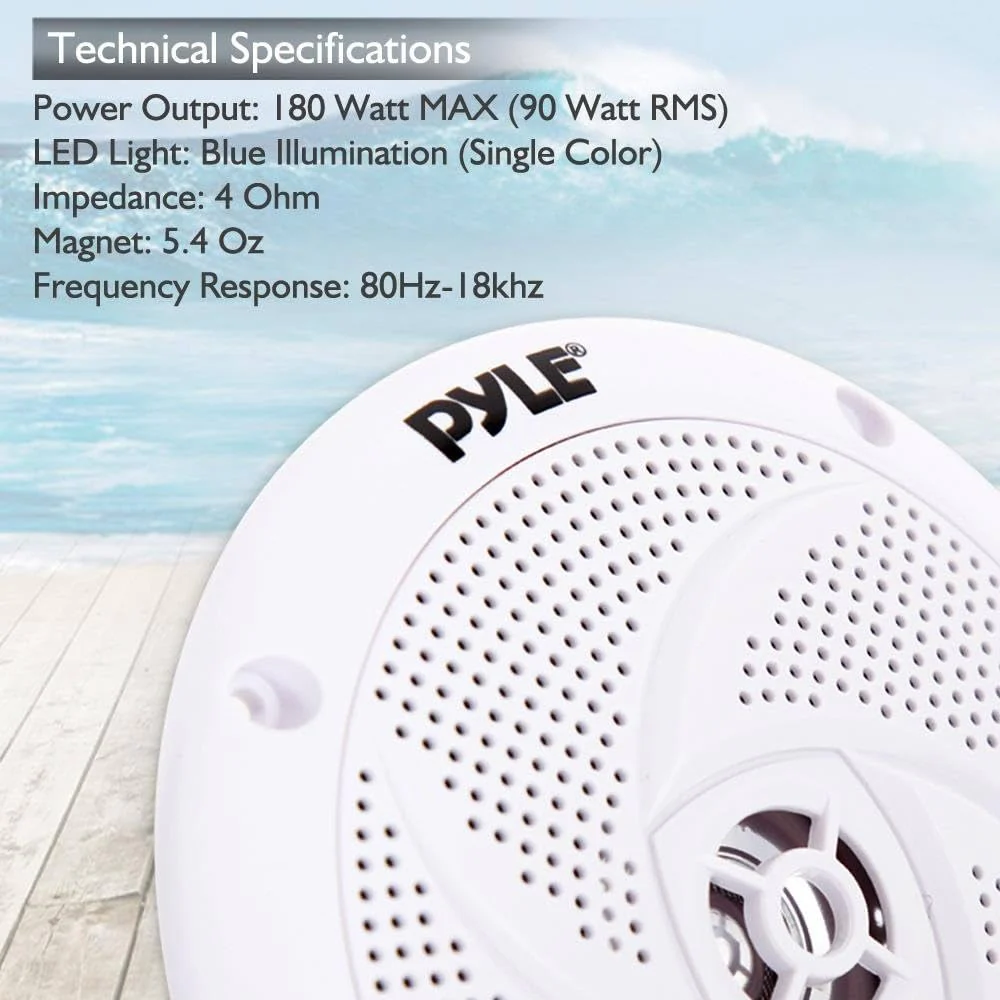PYLE Marine Speakers - 6.4 Inch 2 Way Waterproof and Weather Resistant Outdoor Stereo Speakers - PLMRS53WL - Image 2