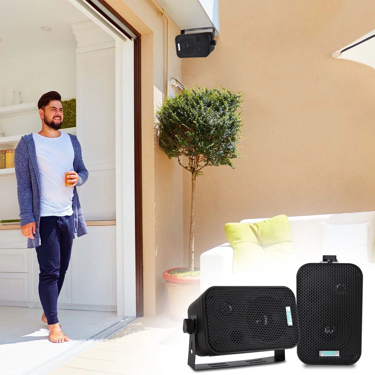 Pyle Waterproof 300W Outdoor Speakers - 3.5 inch x 2 PDWR30B - Image 2