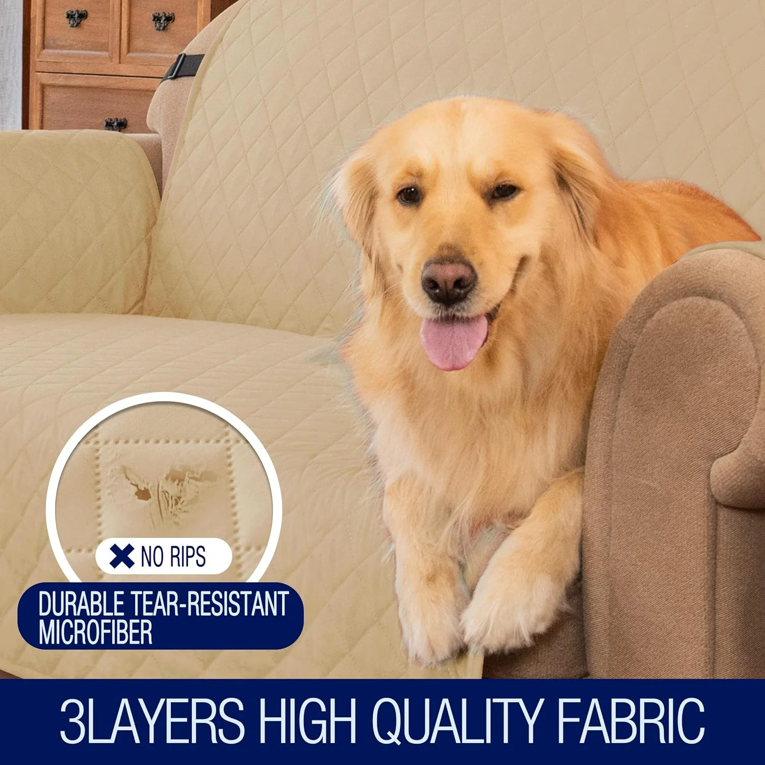 Quilted Reversible Sofa Cover - Sand (2 Seater) - Image 4