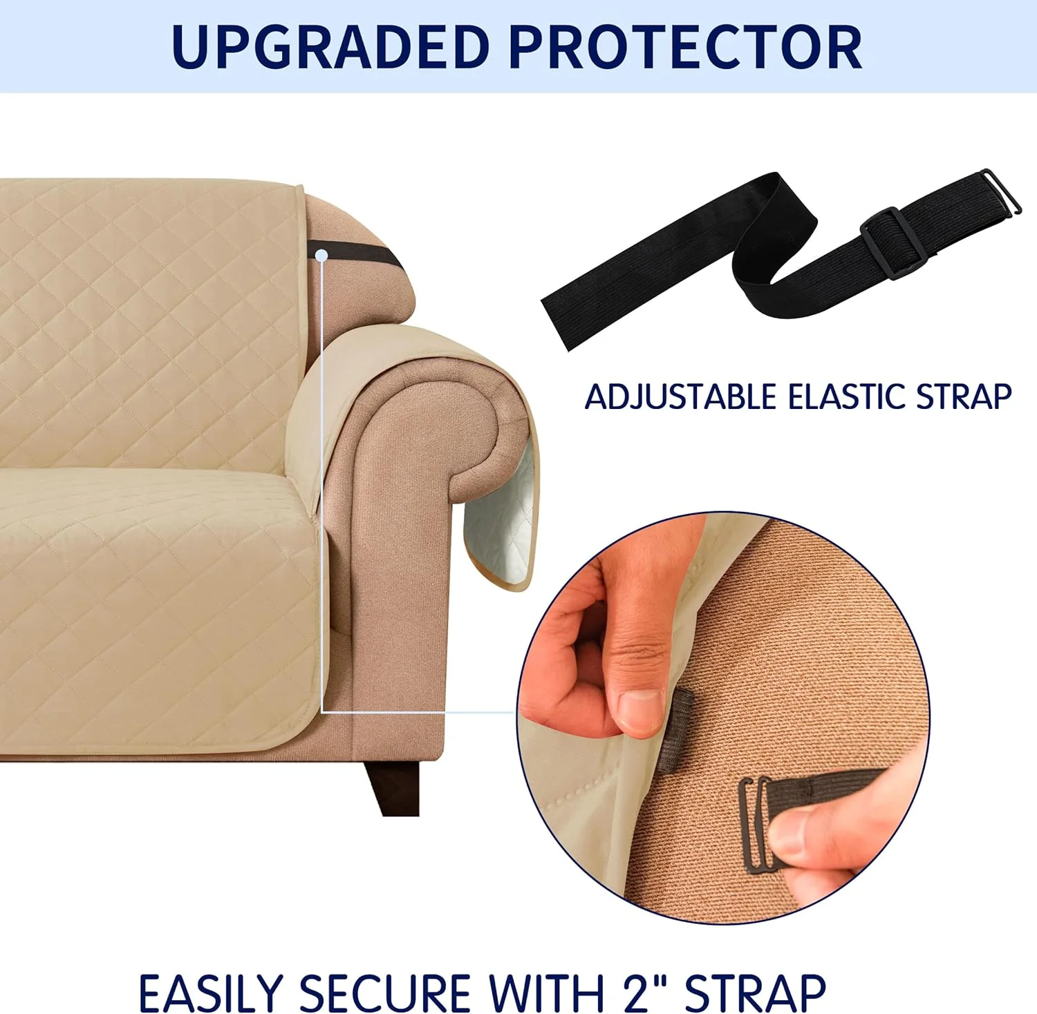 Quilted Reversible Sofa Cover - Sand (2 Seater) - Image 5