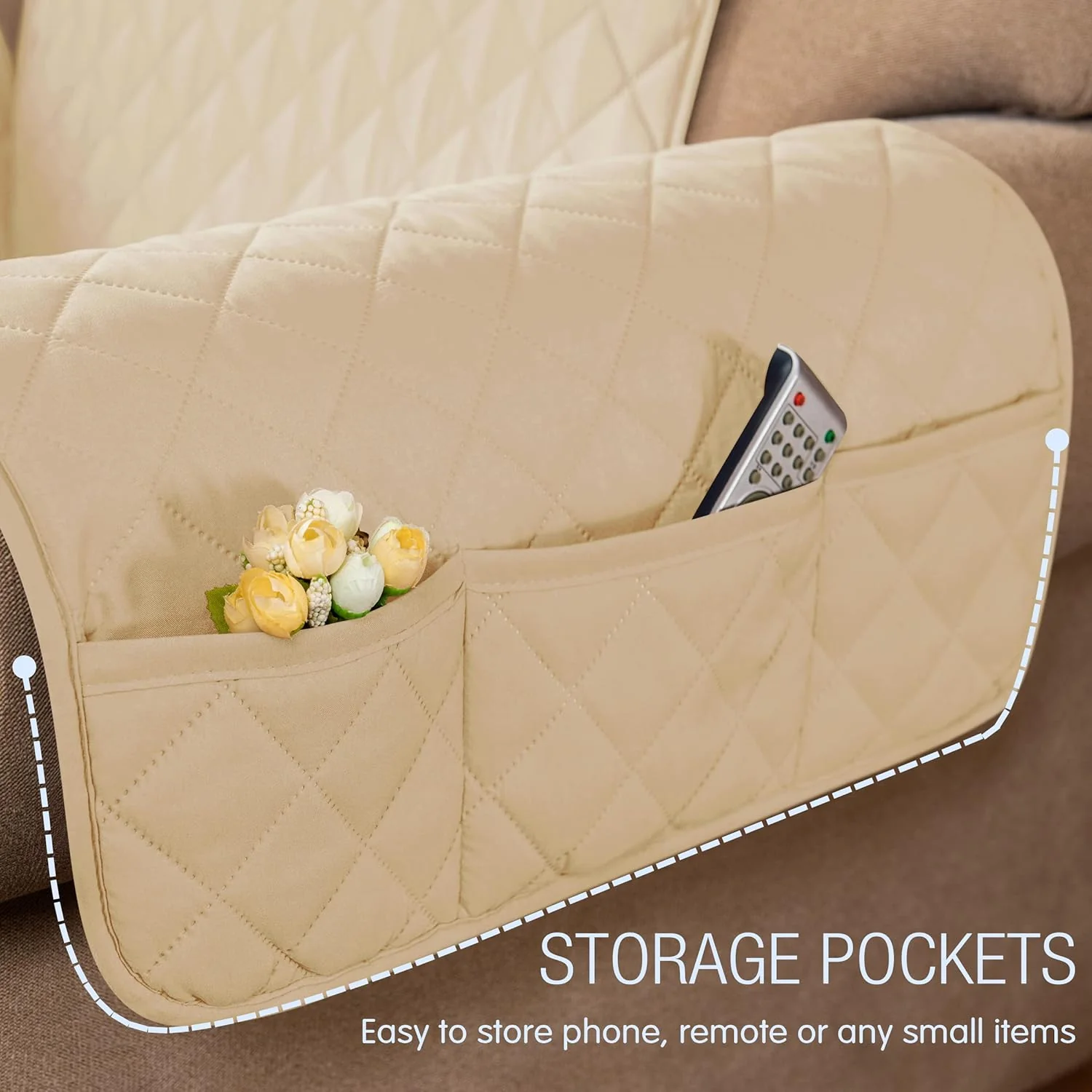 Quilted Reversible Sofa Cover - Sand (2 Seater) - Image 6