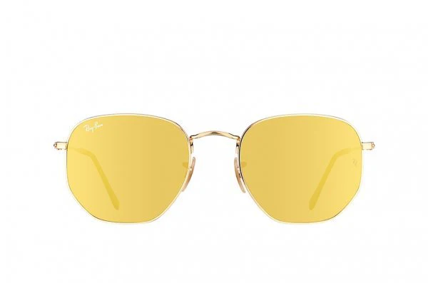 Ray Ban RB3548N 001/93 - Hexagonal Grey Mirror Gold Lens - Image 3