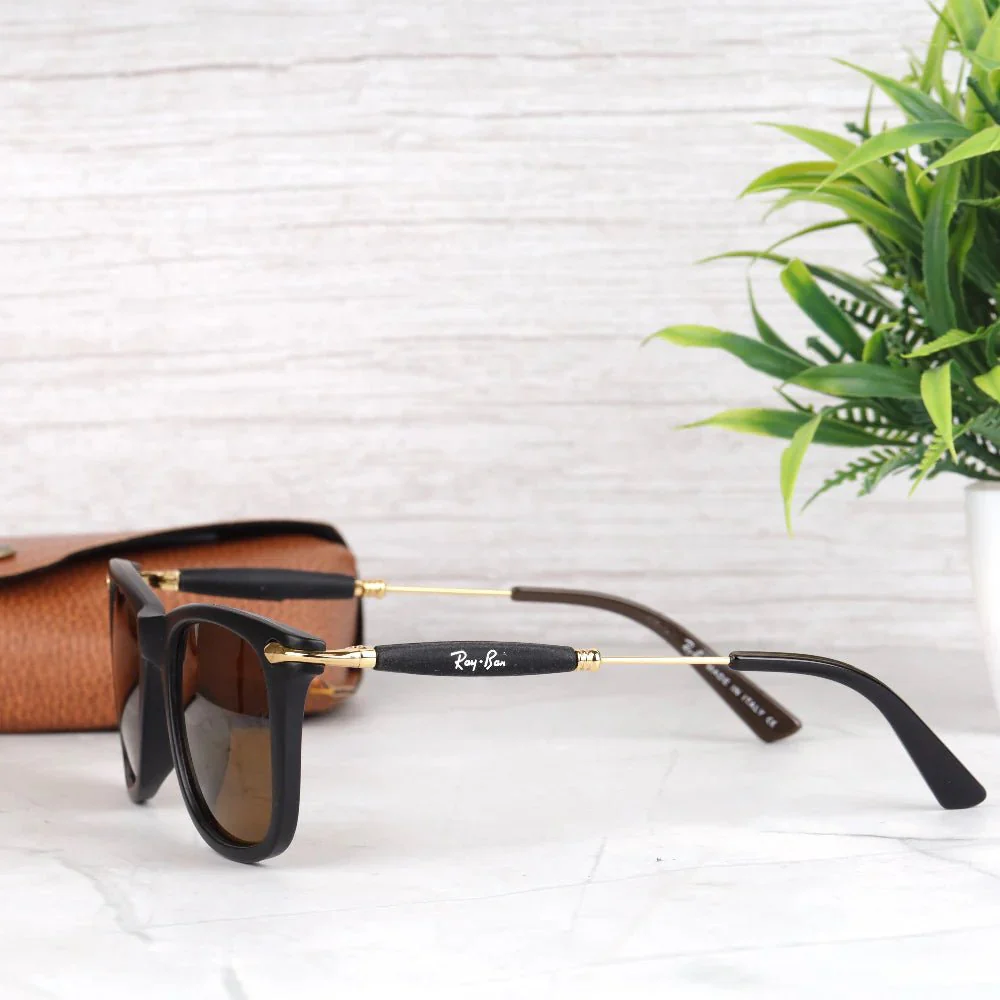 RAY-BAN Brown & Gold 2148 Square Metal Frame - Image 4