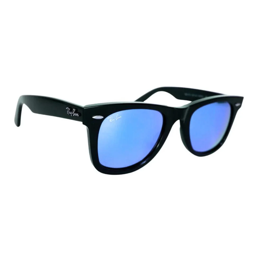 Ray-Ban Wayfarer RB2140 Black Frame, Blue Mirror Lens