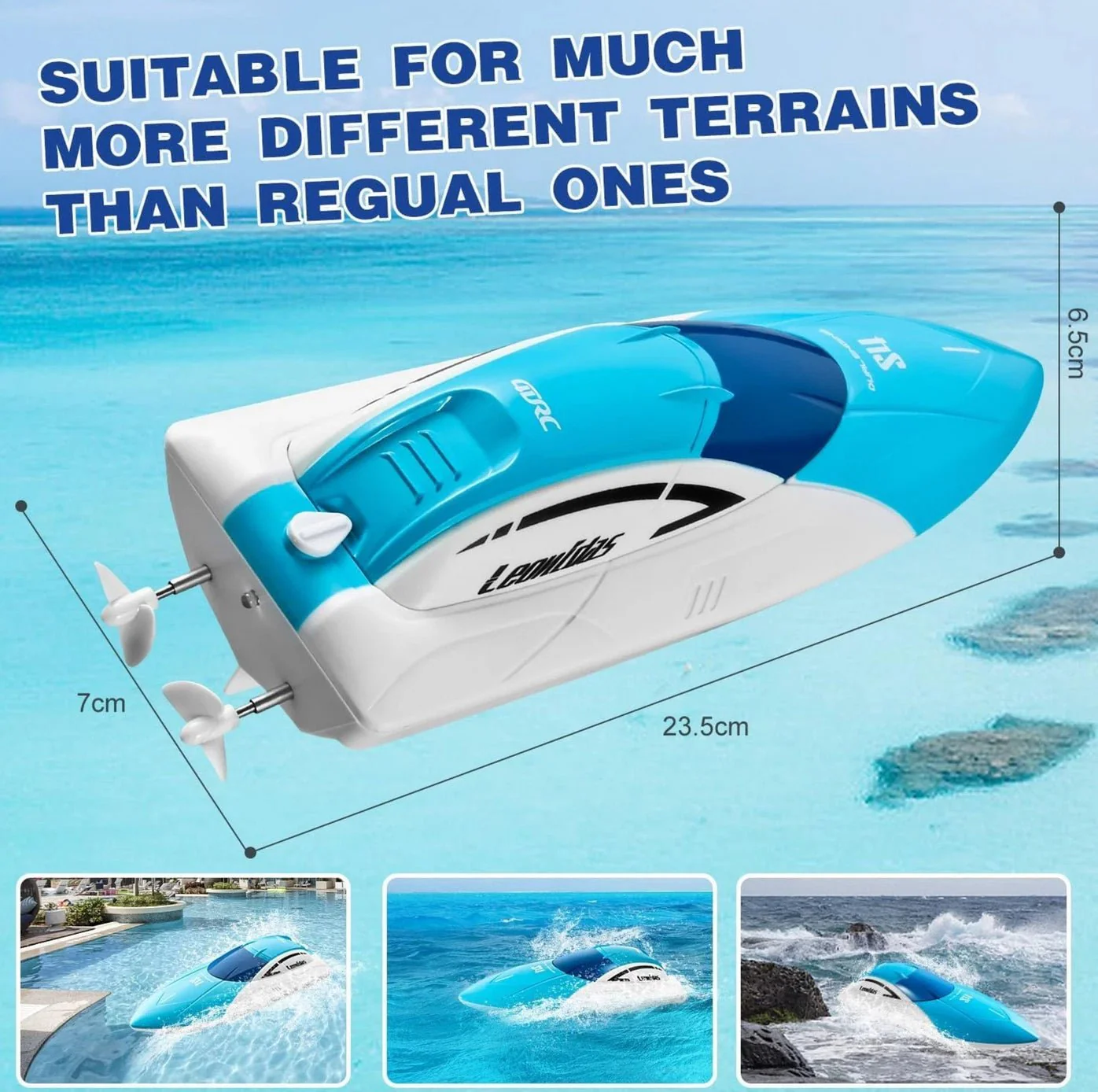 RC Boat 2.4GHz Remote Control Rechargeable Speedboat - Waterproof (14+) - Image 3